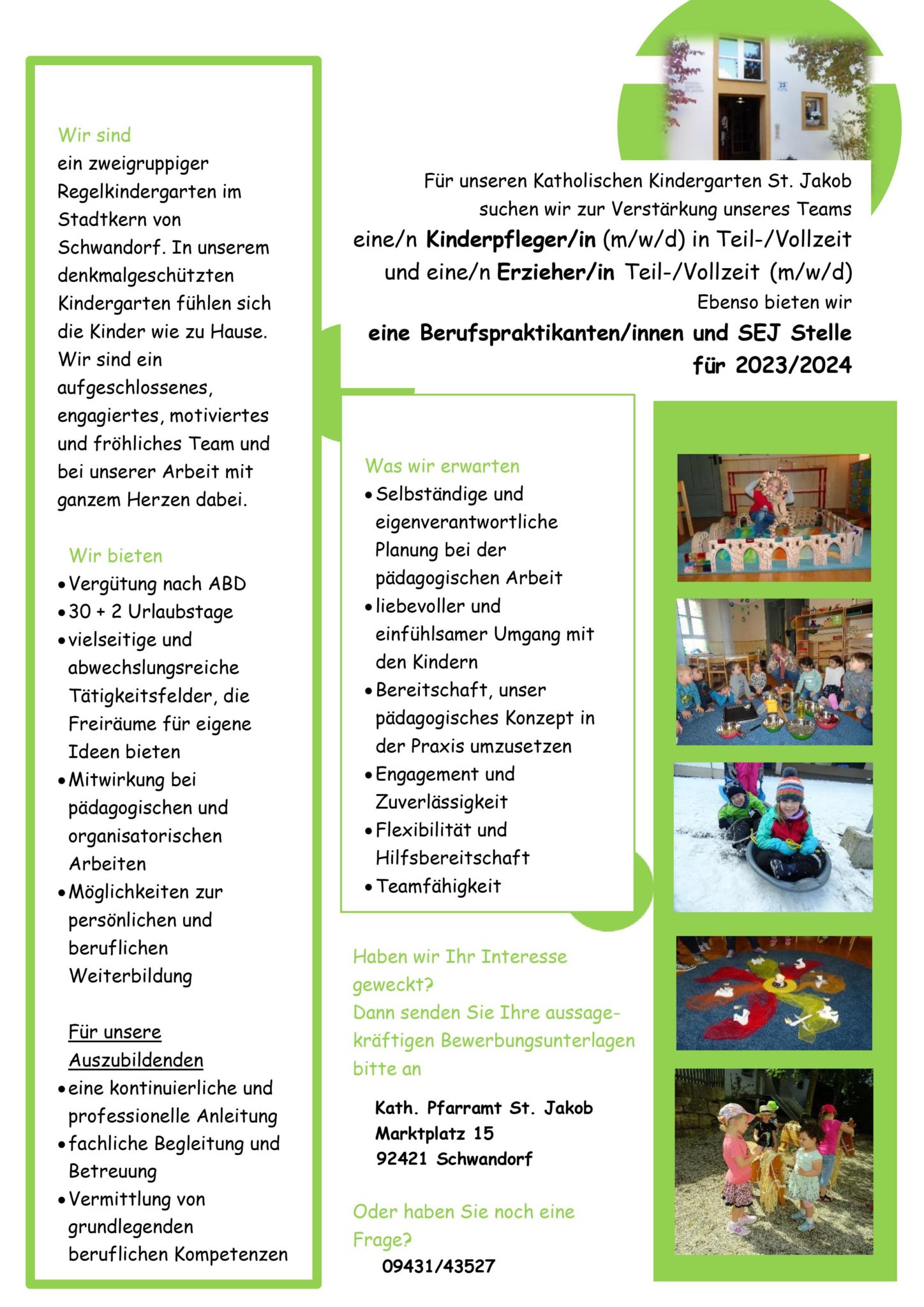 Personal/Stellenanzeigen – Kindergarten St. Jakob Schwandorf